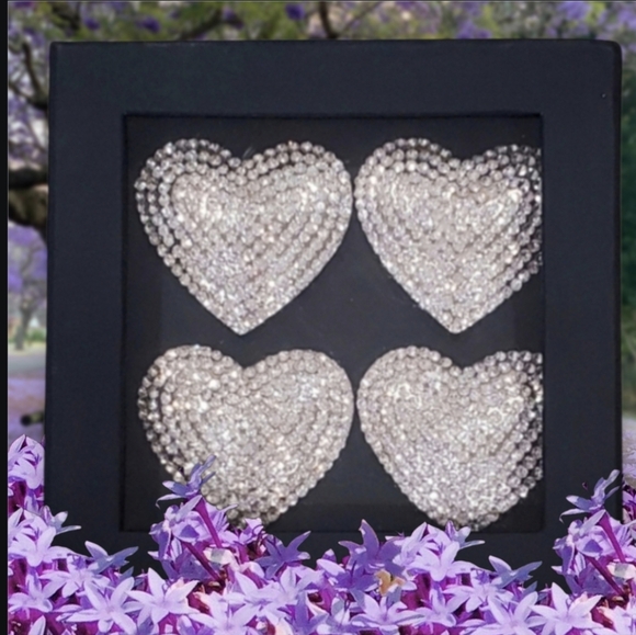Nicole by Nicole Miller Other - Nicole Miller set of 4 silver rhinestones bling hearts napkin rings New